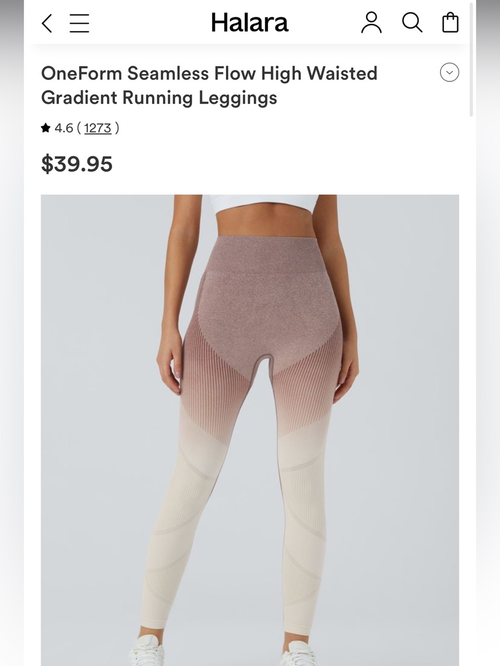 HALARA new no tags Seamless Gradient High-Waist Leggings — Mauve to Cream m